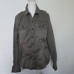 Harley-Davidson Khaki Green Button-Up Shirt